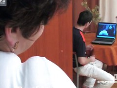 Mature chick getting the almost any from her chubby body while fucking with a guy