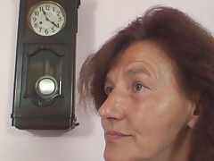 Dressed 70 years old granny rides juvenile pantyhose