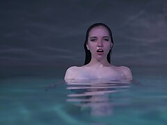 Pleasing lesbians are swimming and scissoring jointly